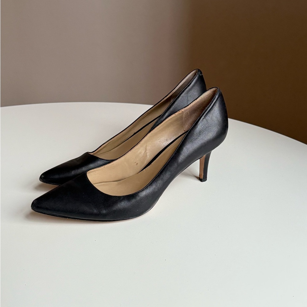 Ann Taylor Leather Classic Black Heels Size 7,5 7 1/2 Elegant Comfortable 148$